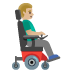 man in motorized wheelchair facing right, medium-light skin tone